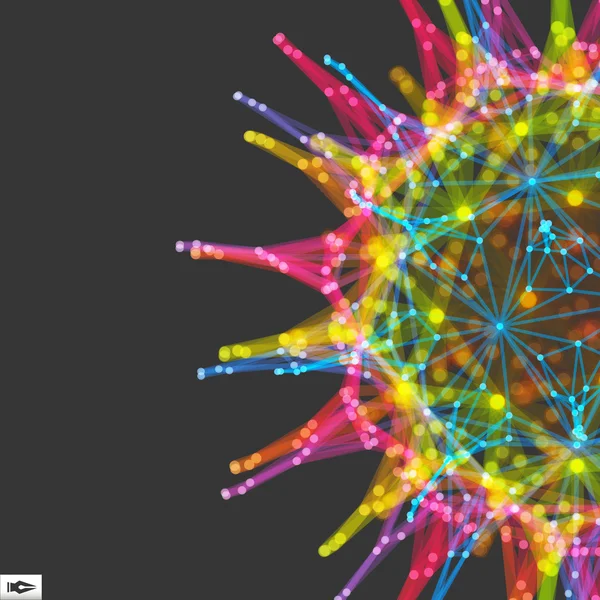 Ilustración abstracta con líneas y puntos conectados. Glowing Grid. Estructura de conexión. Ilustración de vectores Wireframe . — Archivo Imágenes Vectoriales