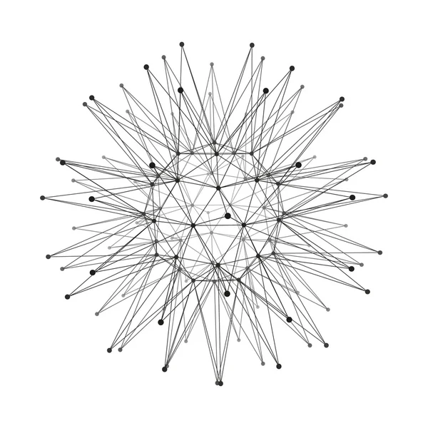 Gömb a csatlakoztatott, vonalakat és pontokat. Globális digitális csatlakozásokat. Globe rács. Drótváz gömb illusztráció. Absztrakt 3D-s Grid Design. Izzó rácsot. 3D-s technológia stílus. Hálózatok - Globe Design. — Stock Vector