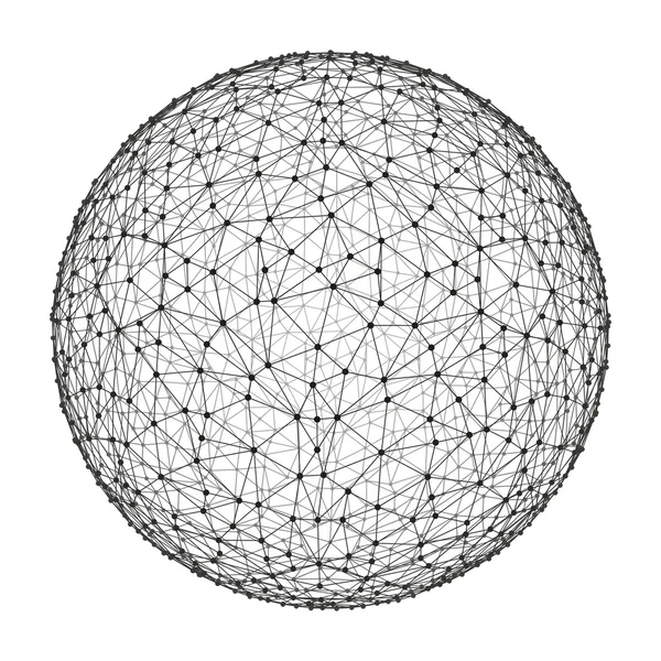 3D küre. Küresel dijital bağlantıları. Teknoloji kavramı. Vektör çizim. — Stok Vektör