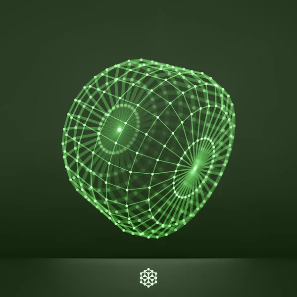 Connection Structure. Wireframe Vector Illustration. Glowing Grid. — Stock Vector