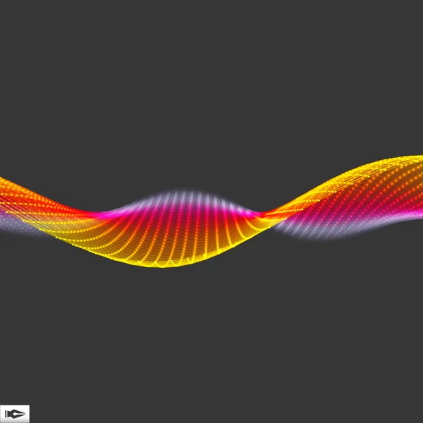 接続された直線と点と波。接続構造体。ワイヤ フレーム ベクトル図. — ストックベクタ
