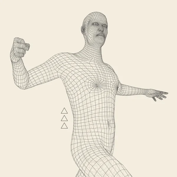 3d Model Of Man. Geometrik Tasarım. İş, Bilim ve Teknoloji Vektör İllüstrasyon. Poligonal Kaplama Cilt. Vektör İllüstrasyonu. — Stok Vektör