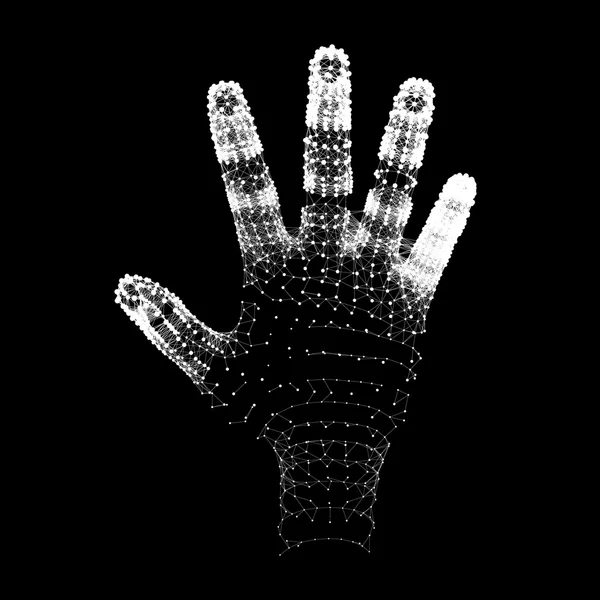 Braço Humano. Modelo de Mão Humana. Digitalização das mãos. 3d cobertura da pele — Vetor de Stock
