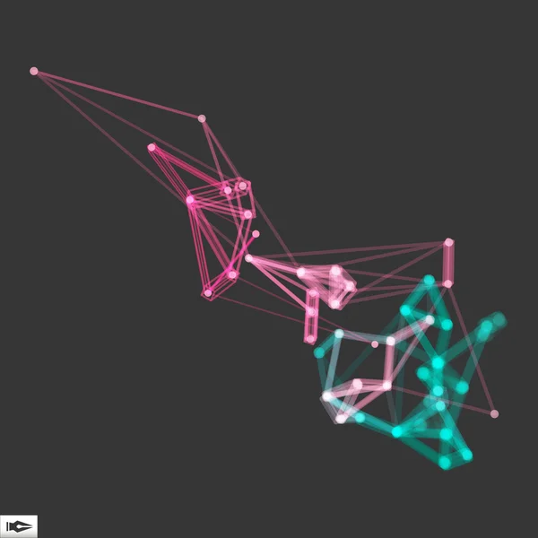 3 d の接続構造。未来的な技術スタイル。科学、化学、教育のためのベクトル図. — ストックベクタ