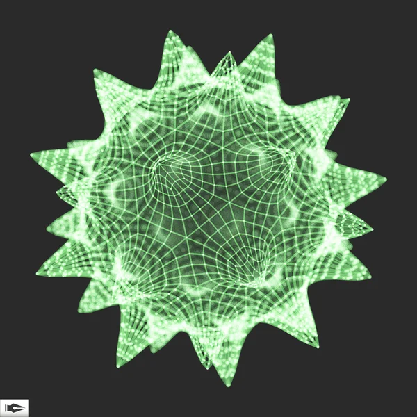 Esfera con líneas y puntos conectados. Glowing Grid. Estructura de conexión. Ilustración de vectores Wireframe . — Vector de stock