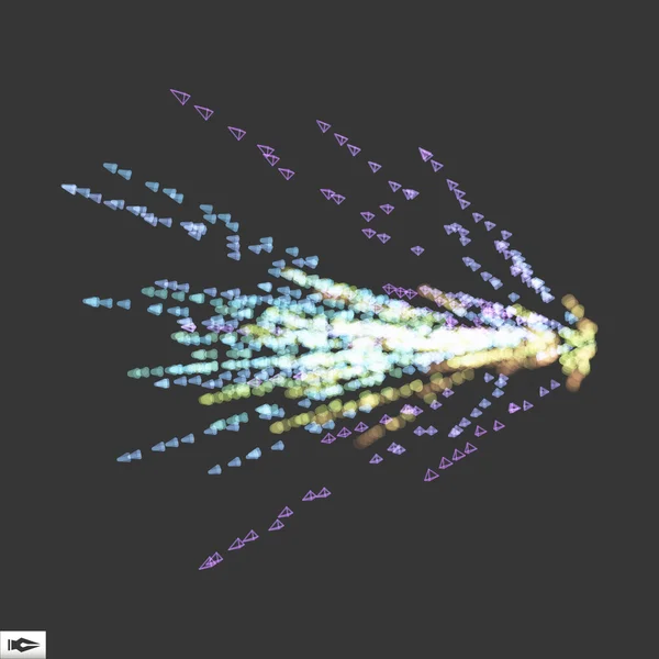Array com partículas dinâmicas emitidas. Contexto dinâmico abstrato. Efeito Bokeh. Composição com Efeito de Movimento. Ilustração vetorial . — Vetor de Stock