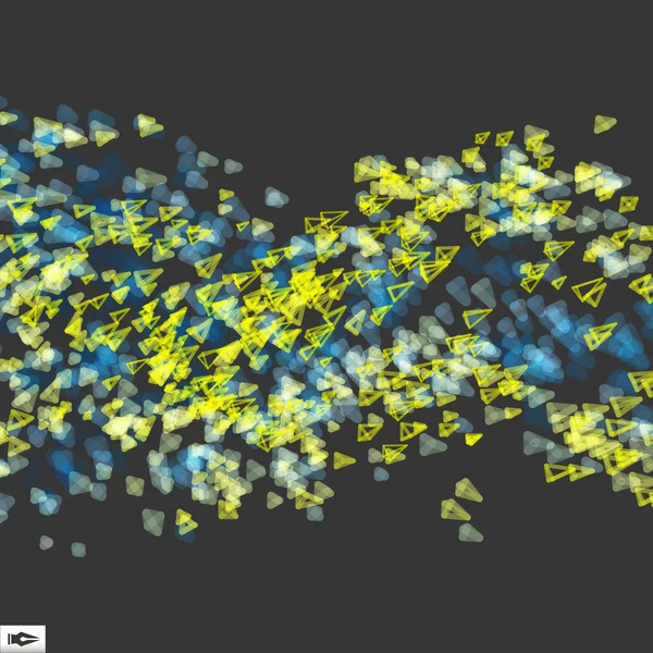 Array con partículas dinámicas emitidas. Resumen Fondo dinámico. Efecto Bokeh. Composición con efecto de movimiento. Ilustración vectorial . — Archivo Imágenes Vectoriales