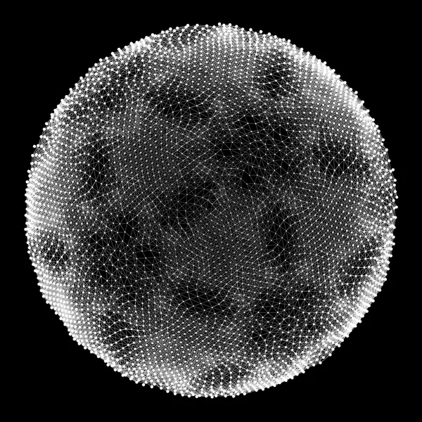 Sphère avec lignes et points connectés. Connexions numériques mondiales. Globe Grid. Illustration de sphères filaires. Conception abstraite de grille 3D. Style de technologie 3D. Réseaux . — Image vectorielle