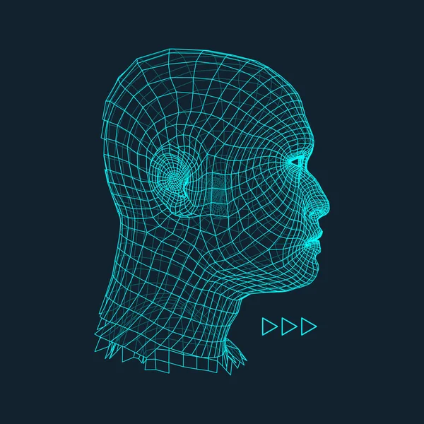 Jefe de la Persona de una cuadrícula 3d. Diseño geométrico de caras. Piel de revestimiento poligonal. Ilustración vectorial . — Archivo Imágenes Vectoriales