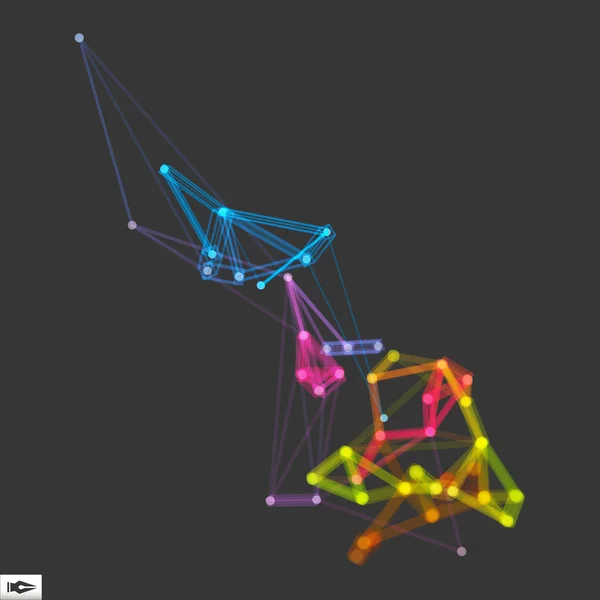 3 d の接続構造。未来的な技術スタイル。科学、化学、教育のためのベクトル図. — ストックベクタ