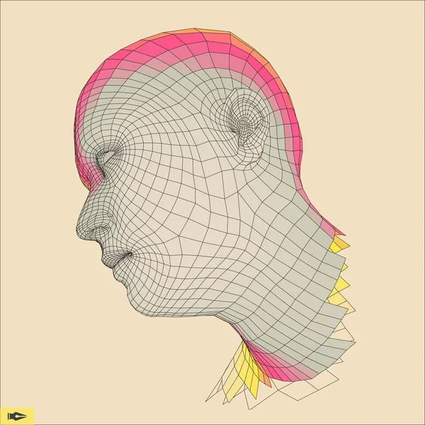 Глава человека из 3d Grid. Модель проволоки для головы человека. Геометрический многоугольный портрет человека . — стоковый вектор