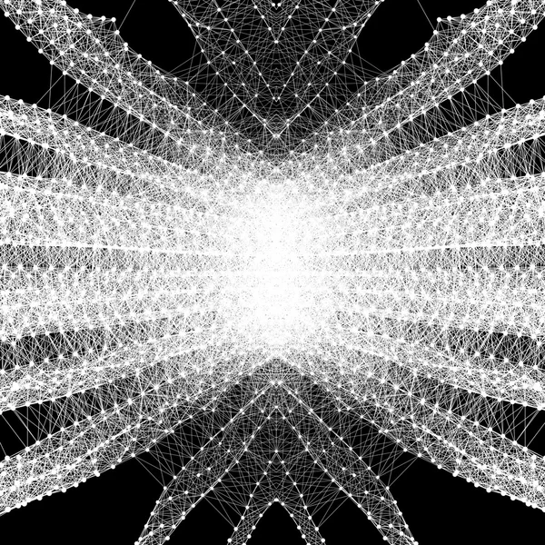接続構造。ワイヤフレーム ベクトルイラストレーション。抽象的な背景. — ストックベクタ