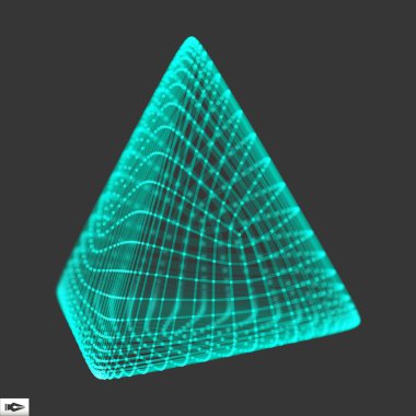 Pyramid. Regular Tetrahedron. Platonic Solid. Regular, Convex Polyhedron. 3D Connection Structure. Lattice Geometric Element for Design. Molecular Grid. Wireframe Mesh Polygonal Element.  clipart