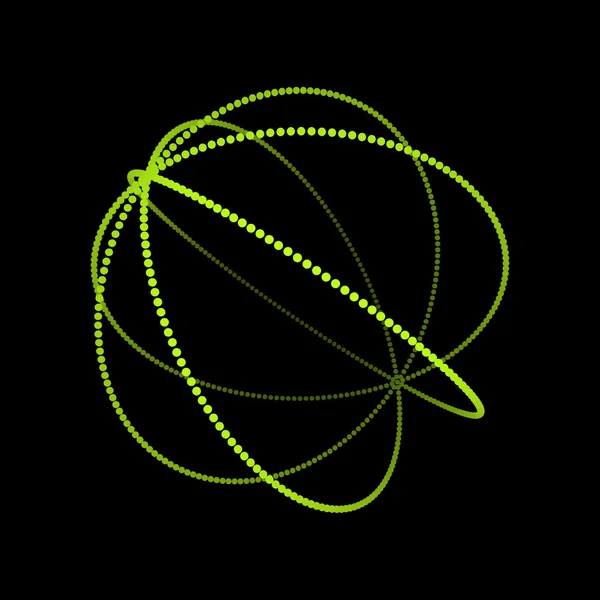 Objeto Wireframe con puntos. Estructura de conexión 3D abstracta. Forma geométrica para el diseño. Elemento geométrico de celosía, emblema e icono. Red de conexión. Rejilla molecular. Estilo de tecnología 3D con partículas — Archivo Imágenes Vectoriales