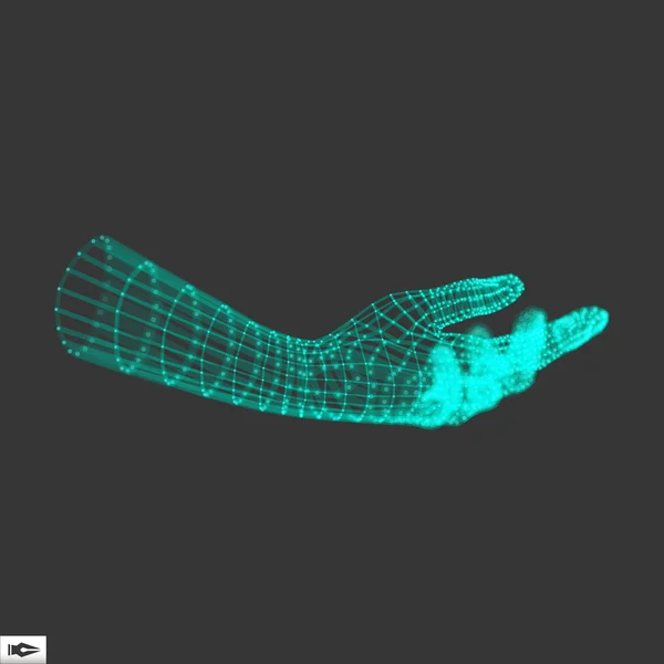 Braço Humano. Modelo de Mão Humana. Digitalização das mãos. 3d cobertura da pele — Vetor de Stock