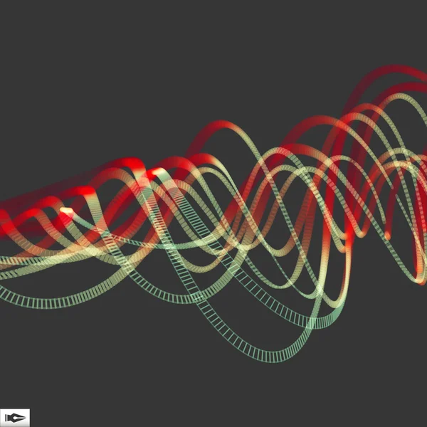 Хвиля з підключеними лініями. Структура з'єднання. Динамічний фон. Абстрактна мережева хвиля. Рамка з дроту Векторна ілюстрація. Композиція з ефектом руху . — стоковий вектор