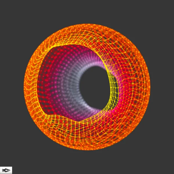 Wireframe Objeto com Linhas e Pontos. Estrutura de conexão 3D abstrata. Estilo de tecnologia . — Vetor de Stock