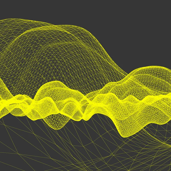 Fondo de rejilla ondulada. Ilustración abstracta de vectores. Estructura de conexión. Estilo de tecnología futurista. Rejilla de Perspectiva 3D . — Archivo Imágenes Vectoriales