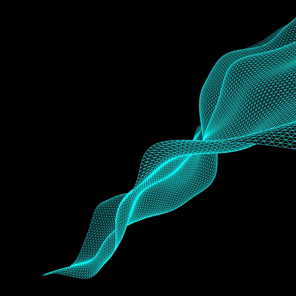 波状のグリッドの背景。抽象的なベクトル イラスト。接続構造体。未来的な技術スタイル。3 d の遠近グリッド. — ストックベクタ