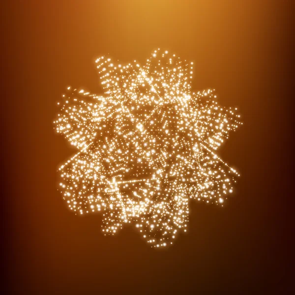 Αντικείμενο Wireframe με Dots. Αφηρημένη 3D γεωμετρική μορφή για το σχεδιασμό. Λαμπερό πλέγμα. Τεχνολογία στυλ με σωματίδια — Διανυσματικό Αρχείο