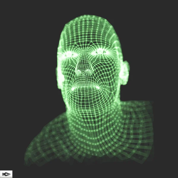 Tête de la Personne d'une Grille 3d. Conception de visage géométrique 3D. Illustration vectorielle . — Image vectorielle