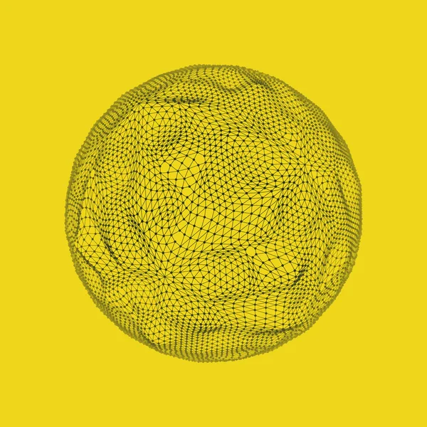 Sphère avec lignes et points connectés. Connexions numériques mondiales. Globe Grid. Illustration Wireframe. Style de technologie 3D. Réseaux . — Image vectorielle