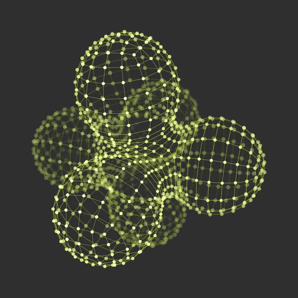 Μόριο. Γραφιστική. 3D διανυσματικά εικονογράφηση. Δομή σύνδεσης για χημεία και επιστήμη. — Διανυσματικό Αρχείο