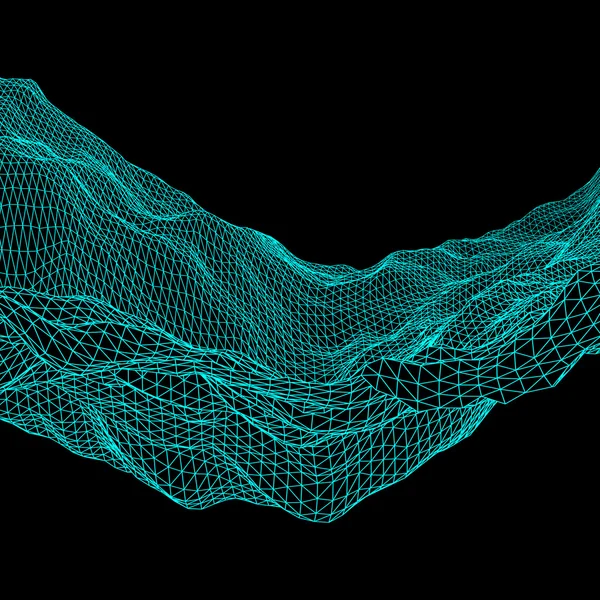 Rede Resumo Fundo. Estrutura de conexão. Estilo de tecnologia futurista. 3D Perspective Grid. Ilustração de movimento . — Vetor de Stock