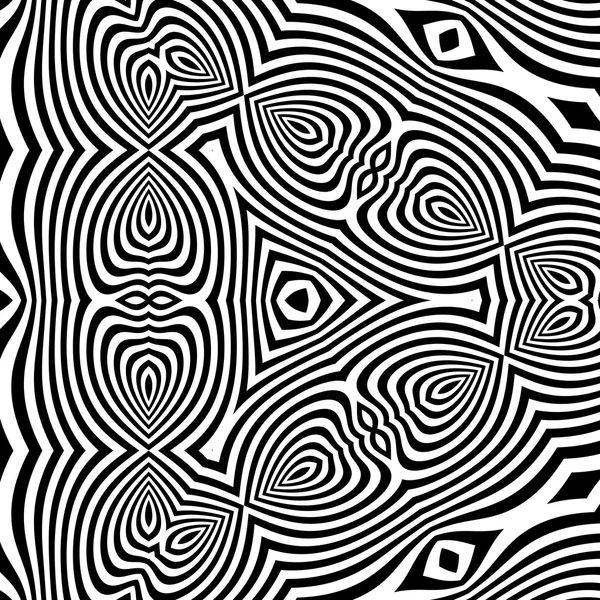 Чорно-білий абстрактний смугастий фон. Оптичне мистецтво. 3d Векторні ілюстрації — стоковий вектор