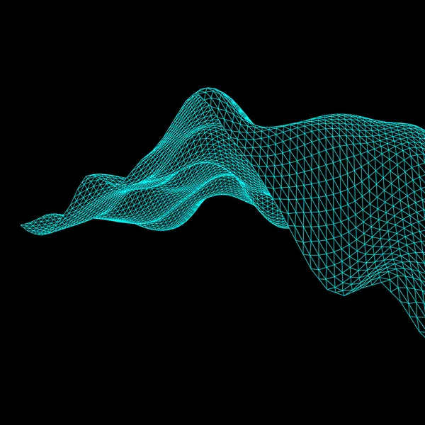 Fondo de rejilla ondulada. Ilustración abstracta de vectores. Estructura de conexión. Estilo de tecnología futurista. Rejilla de Perspectiva 3D . — Archivo Imágenes Vectoriales