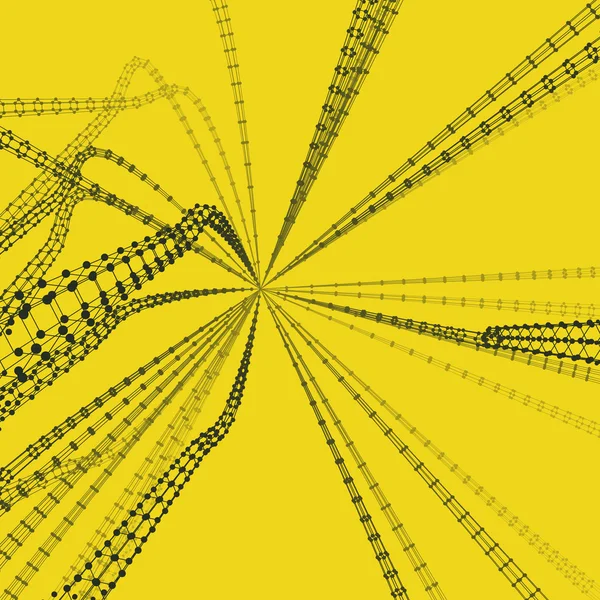 Структура з'єднання. Рамка з дроту Векторна ілюстрація. Абстрактний фон. Футуристичний стиль технології. 3D перспективна сітка . — стоковий вектор