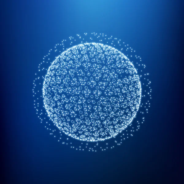 La sfera composta da punti. Connessioni digitali globali. Griglia astratta del globo. Illustrazione della sfera wireframe. Design astratto della griglia 3D. Una griglia incandescente. Stile di tecnologia 3D. Reti - Globe Design . — Vettoriale Stock