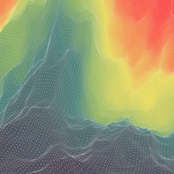 水面。波状のグリッドの背景。モザイク。3 d ベクター イラストです。抽象的なテクスチャ. — ストックベクタ