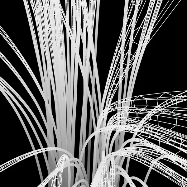 Estrutura de conexão. Wireframe Vector Illustration. Plano de fundo abstrato 3D. Fibra óptica . —  Vetores de Stock