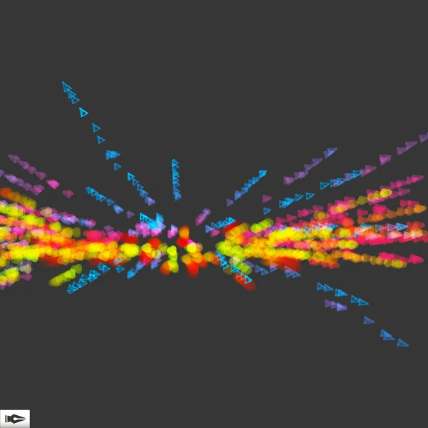Matris med dynamisk utsända partiklar. Abstrakt dynamiska bakgrund. Komposition med effekten rörelse. Bokeh effekt. Vektor Illustration. — Stock vektor
