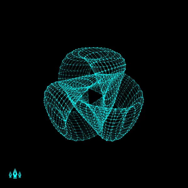 Klaverbladknoop. Verbinding structuur. Vector 3d illustratie. — Stockvector