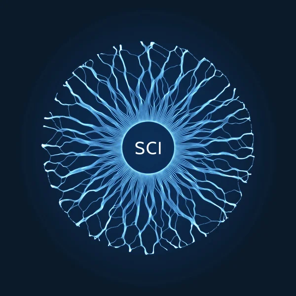 Kis Részecskék Küzdenek Középpontból Űrörvény Absztrakt Rácskialakítás Vektor Illusztráció Technológiai — Stock Vector