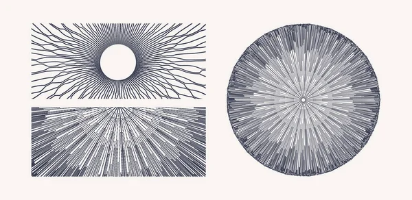 Array Met Dynamische Deeltjes Van Kleine Deeltjes Cirkel Moderne Wetenschap — Stockvector