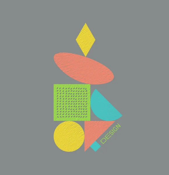 Composition Géométrique Abstraite Avec Éléments Circulaires Carrés Triangulaires Graphiques Art — Image vectorielle
