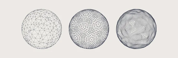 Gömb Összekötött Vonalakkal Pontokkal Wireframe Illusztráció Absztrakt Rácsos Kialakítás Technológiai — Stock Vector