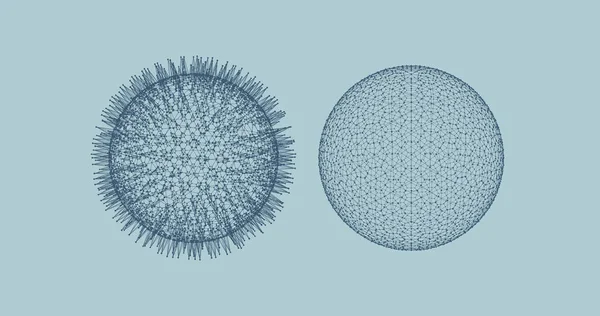 Esfera Com Linhas Conectadas Pontos Ilustração Vetorial Abstrata Para Ciência — Vetor de Stock