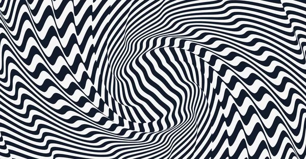Геометрический Фон Полосам Черно Белый Современный Рисунок Оптической Иллюзией Векторная — стоковый вектор