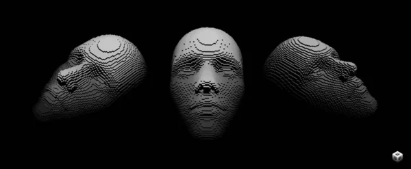 Three Human Faces Constructing Cubes Anonymous Social Masking Technology Robotics — Stock Vector