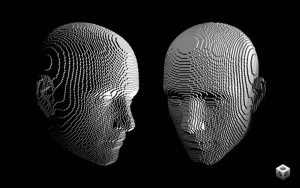 Αφηρημένη Ψηφιακή Ανθρώπινη Κεφάλι Κατασκευή Από Κύβους Μινιμαλιστικός Σχεδιασμός Για — Διανυσματικό Αρχείο