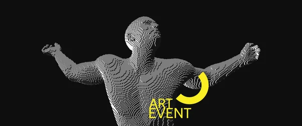 Modelo Convite Para Eventos Arte Arte Voxel Conceito Publicidade Ilustração — Vetor de Stock