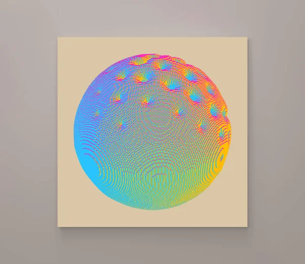 Sphère Perforée Abstraite Art Géométrique Primitif Cellule Bactérie Endommagée Avec — Image vectorielle