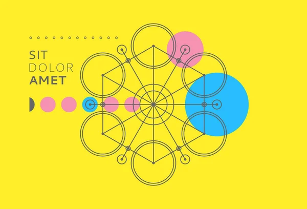 Figura Geométrica Simple Como Círculos Líneas Esquema Mecánico Abstracto Elemento — Archivo Imágenes Vectoriales