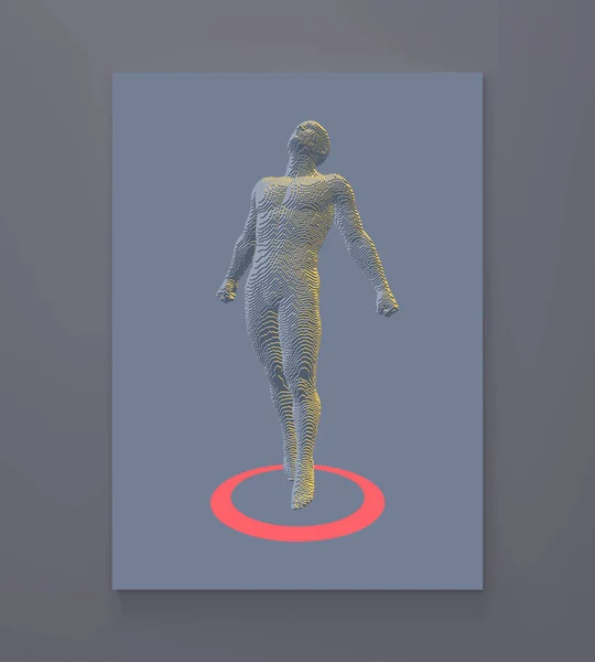 リーダーシップ 自由または開発の概念 ジャンプマン 男は輪の中に立っている 人間のテレポーテーション 人生のコース ヴォクセル美術 3Dベクトル図 — ストックベクタ