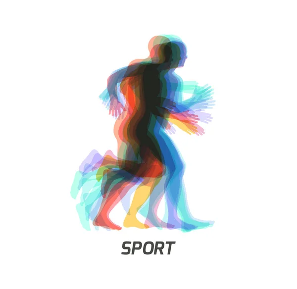 Runners Group Motion Design Sport Emblem Marathon Jogging Transparent Overlapping — Stock Vector