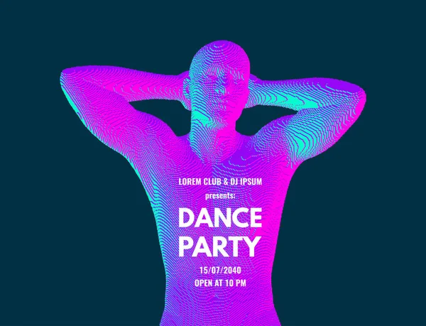 Dansfeest Uitnodiging Met Datum Tijd Details Muziekevenement Flyer Banner Voxel — Stockvector
